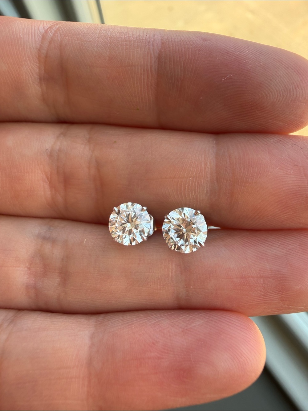 14K White Gold Lab-Grown Diamond Stud Earrings 2 CTW